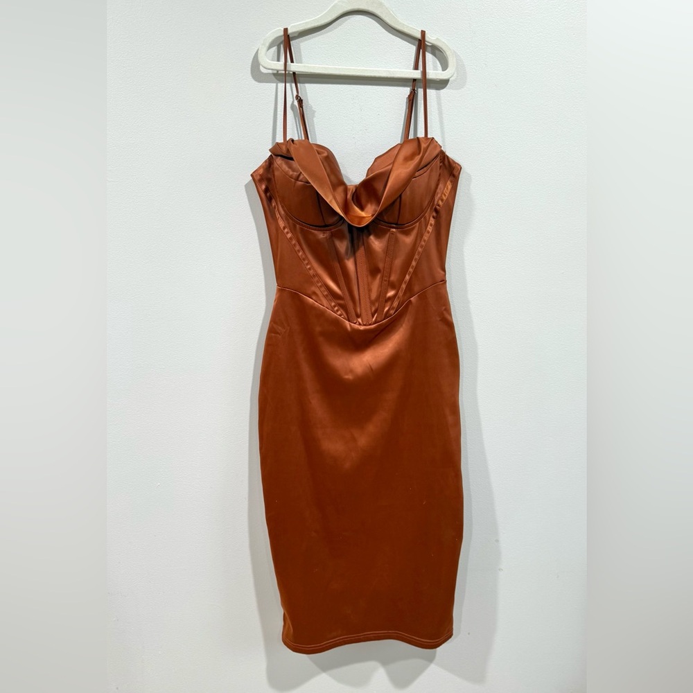 Sexy Corset Midi Dress in Rust